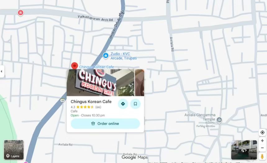 Map to Chingu's Korean Cafe
